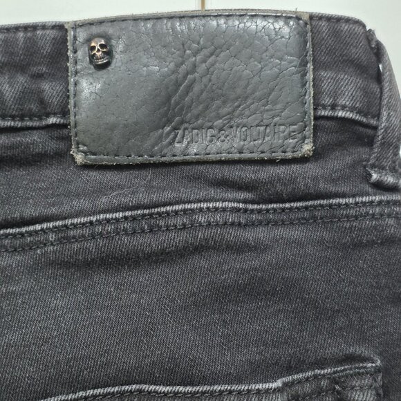 Zadig & Voltaire Jeans Mens 32x30 Black Denim Homme Strokes Noir Grunge Stretch - Picture 15 of 16